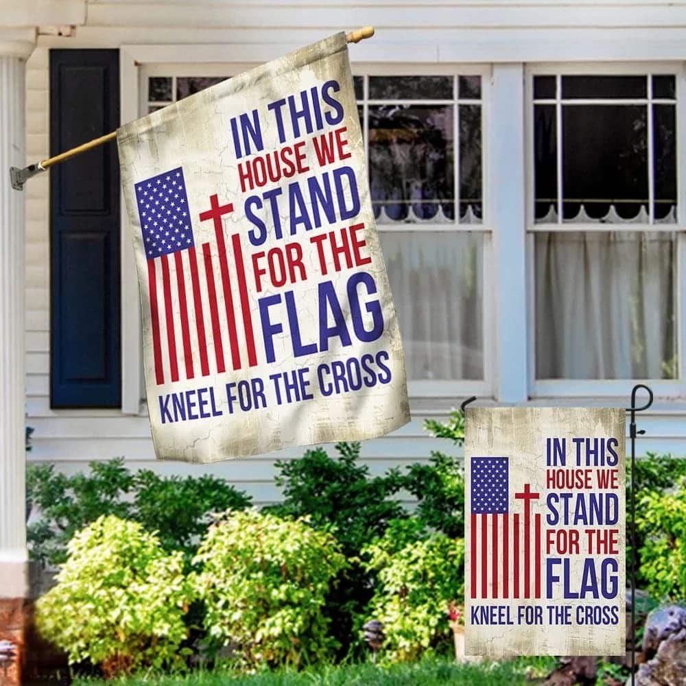 In This We Kneel For The Cross Christian Garden Flag In This We Kneel For The Cross Christian Garden Flag
