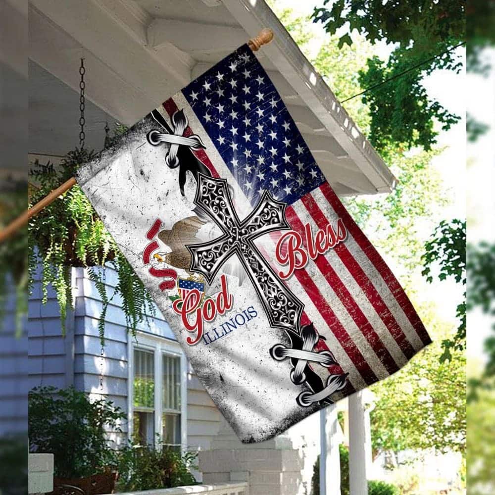 Illinois State American Christian Cross Christian Garden Flag