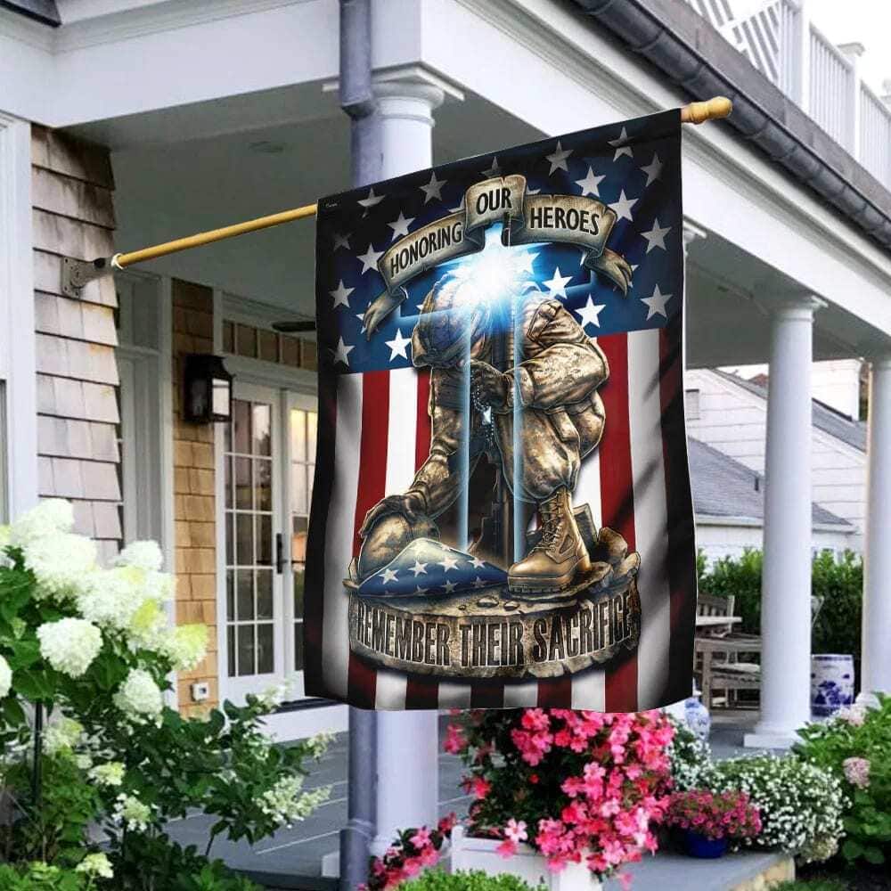 Honoring Our Heroes Remember Their Sacrifice Jesus Cross Christian Garden Flag Honoring Our Heroes Remember Their Sacrifice Jesus Cross Christian Garden Flag