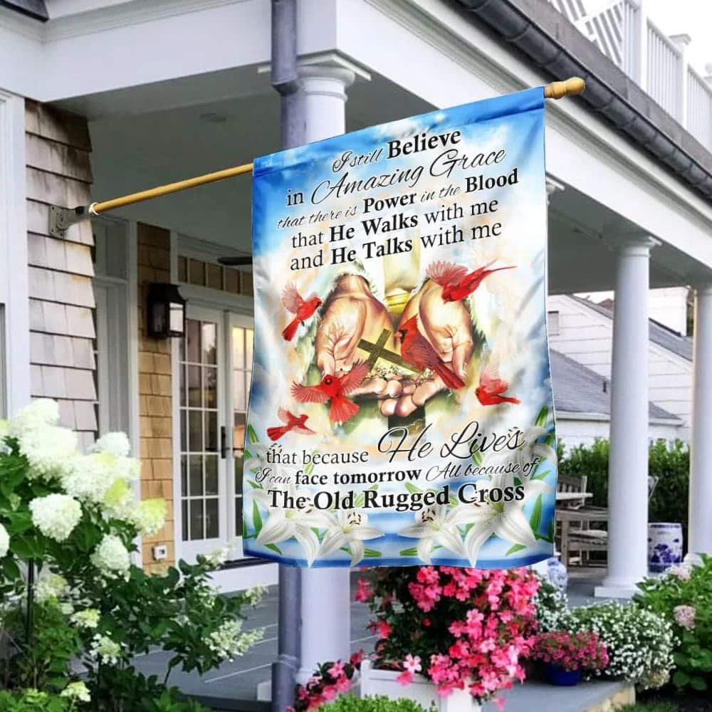 All Because Of The Old Rugged Cross Jesus Cardinal Christian Religious Garden Flag All Because Of The Old Rugged Cross Jesus Cardinal Christian Religious Garden Flag