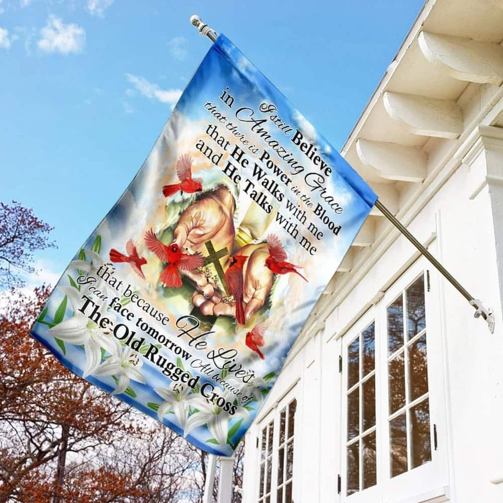 All Because Of The Old Rugged Cross Jesus Cardinal Christian Religious Garden Flag All Because Of The Old Rugged Cross Jesus Cardinal Christian Religious Garden Flag