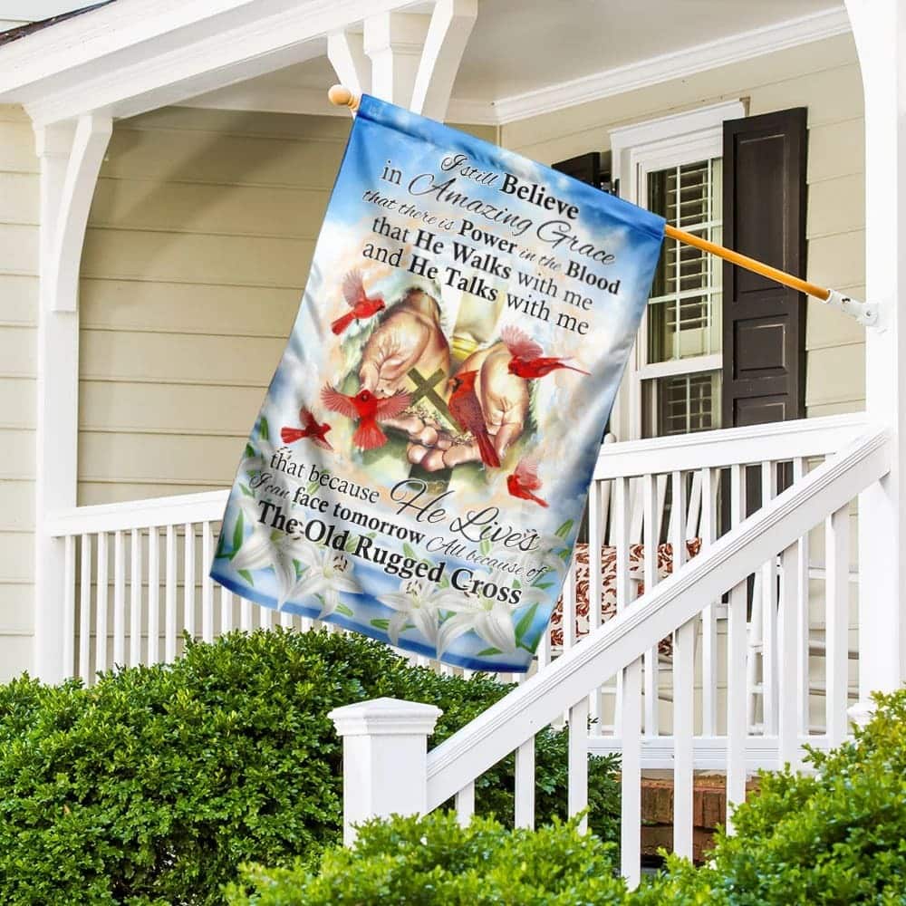 All Because Of The Old Rugged Cross Jesus Cardinal Christian Religious Garden Flag All Because Of The Old Rugged Cross Jesus Cardinal Christian Religious Garden Flag