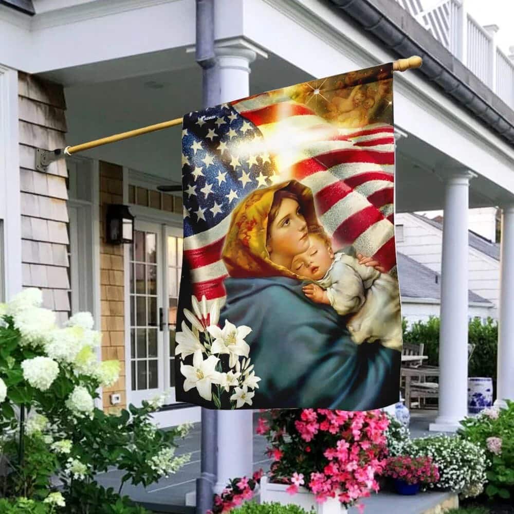 Virgin Mary And Jesus Christian Christian Garden Flag Virgin Mary And Jesus Christian Christian Garden Flag