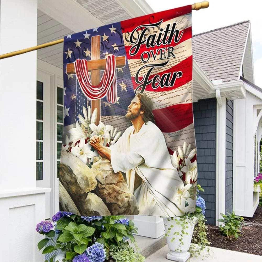 Jesus Pray Cross Faith Over Fear American Christian Religious Garden Flag Jesus Pray Cross Faith Over Fear American Christian Religious Garden Flag