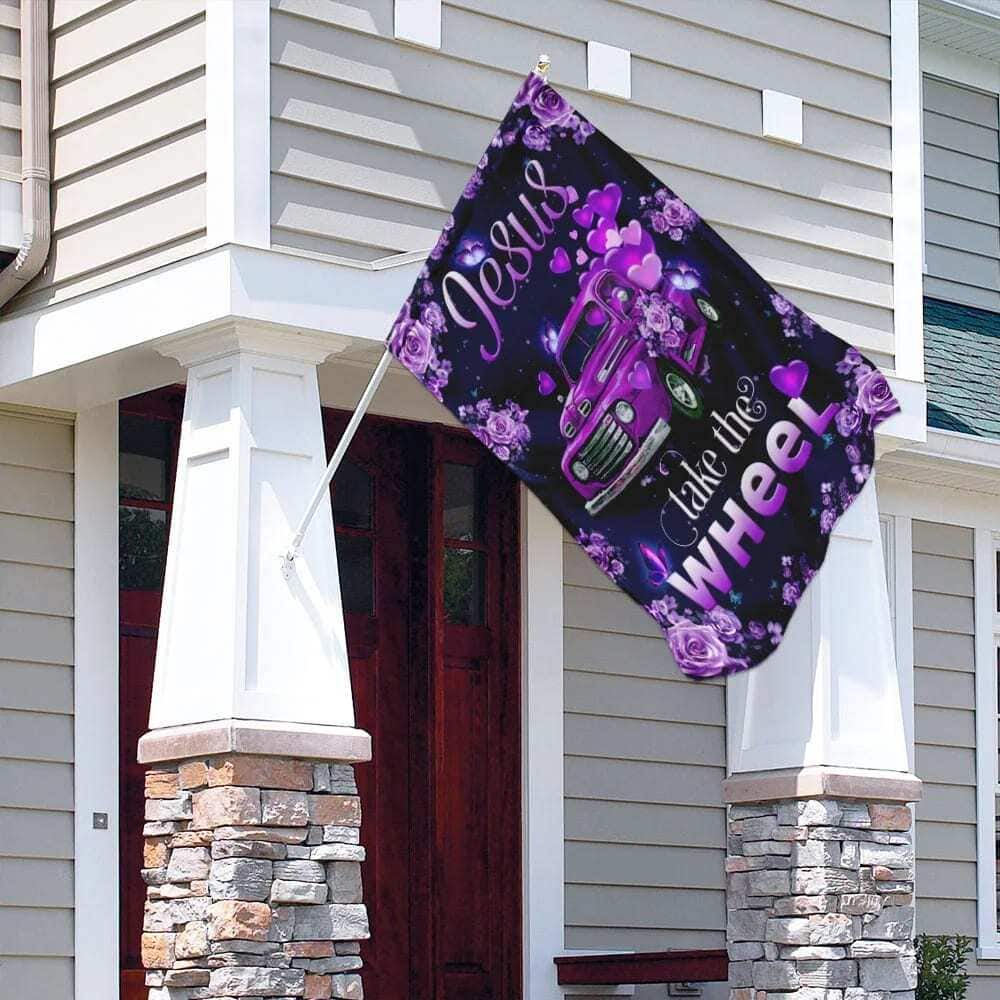 Jesus Take The Wheel Purple Truck Christian Religious Garden Flag Jesus Take The Wheel Purple Truck Christian Religious Garden Flag