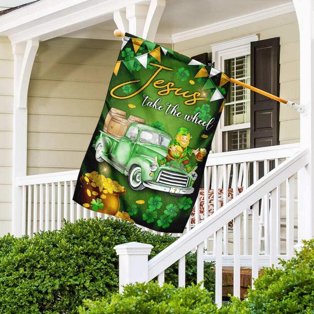 Jesus Take The Wheel Happy St Patrick Day Christian Religious Garden Flag Jesus Take The Wheel Happy St Patrick Day Christian Religious Garden Flag