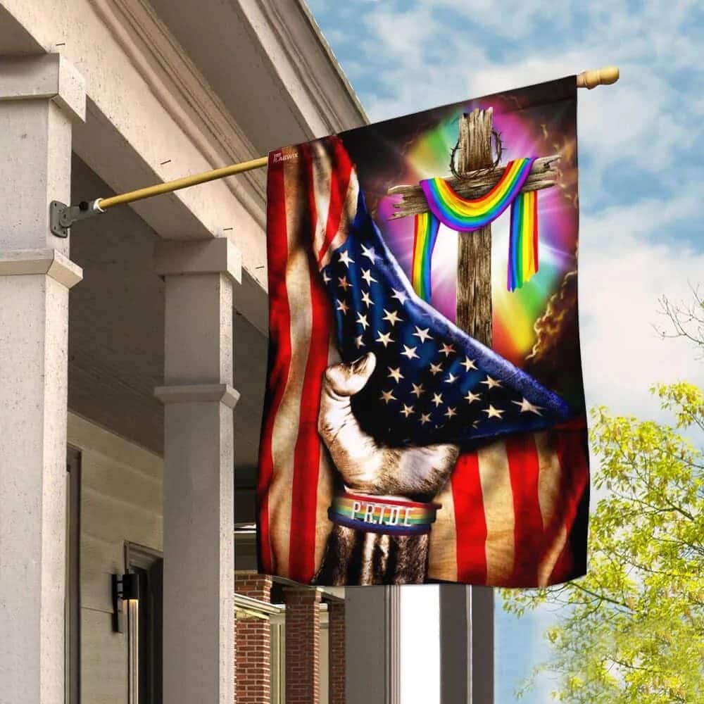 LGBT Pride Christian Cross Christian Religious Garden Flag LGBT Pride Christian Cross Christian Religious Garden Flag