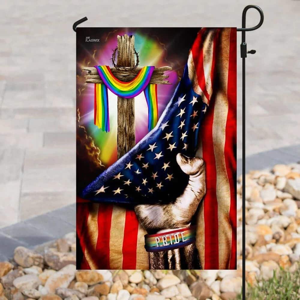 LGBT Pride Christian Cross Christian Religious Garden Flag LGBT Pride Christian Cross Christian Religious Garden Flag