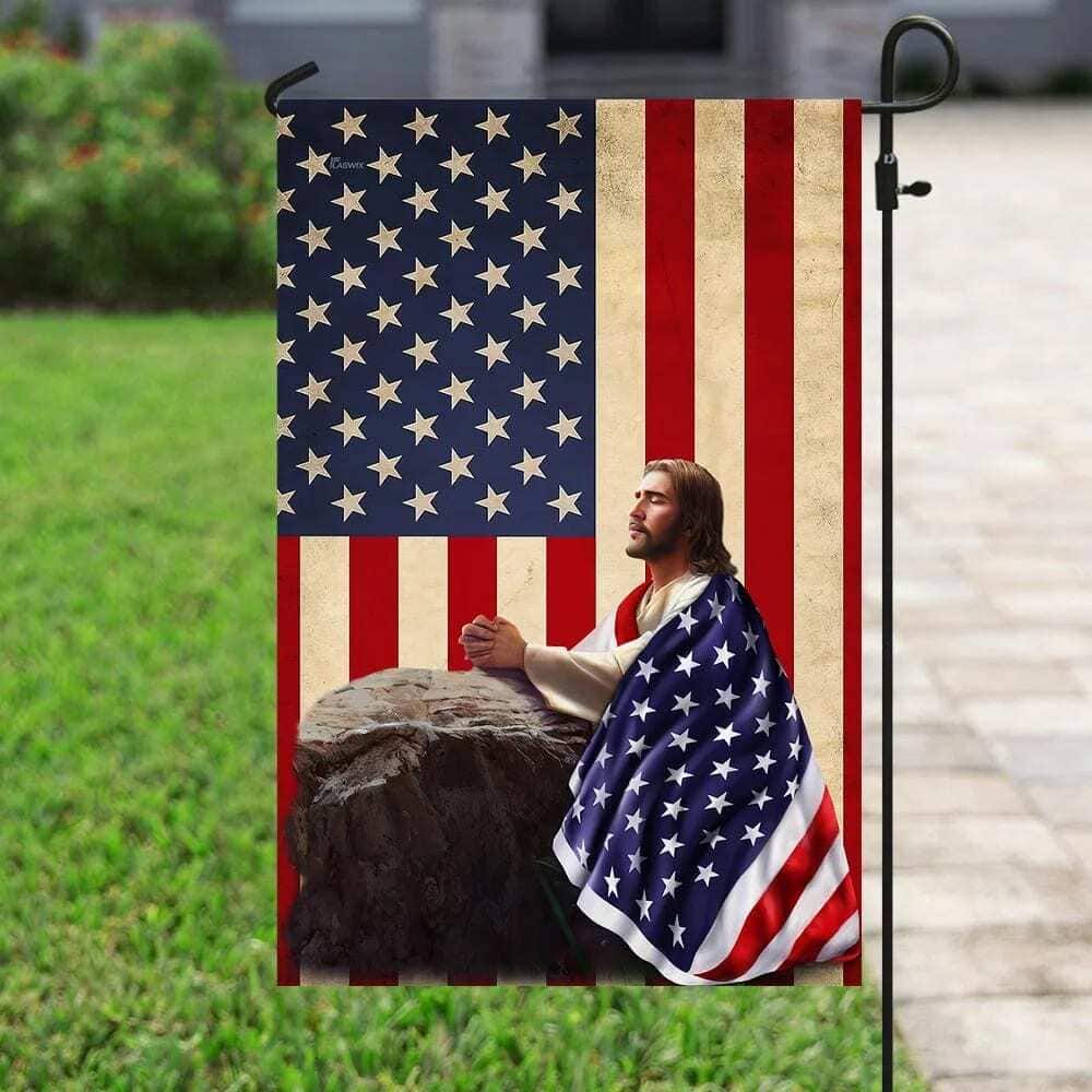 Patriotic Christian American Christian Religious Garden Flag