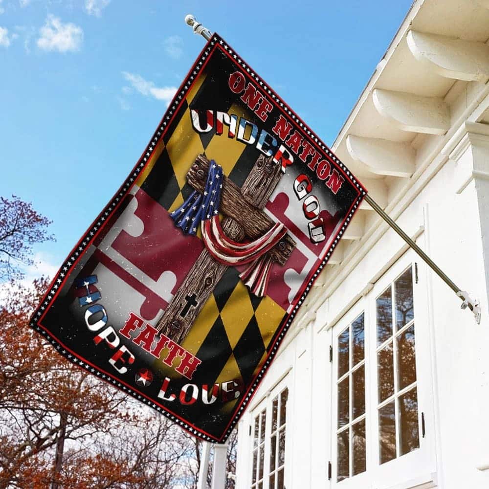One Nation Under God Maryland Jesus Christian Religious Garden Flag One Nation Under God Maryland Jesus Christian Religious Garden Flag