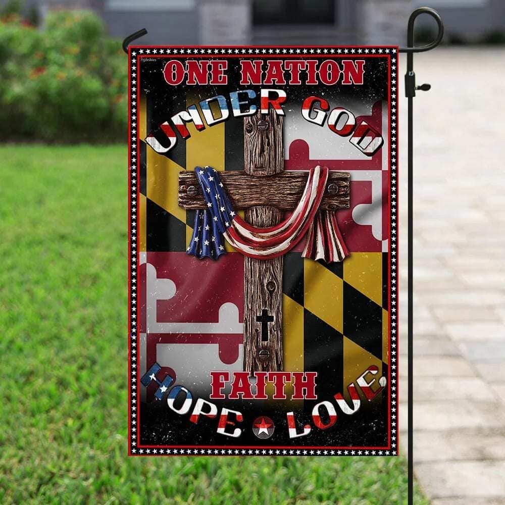 One Nation Under God Maryland Jesus Christian Religious Garden Flag One Nation Under God Maryland Jesus Christian Religious Garden Flag