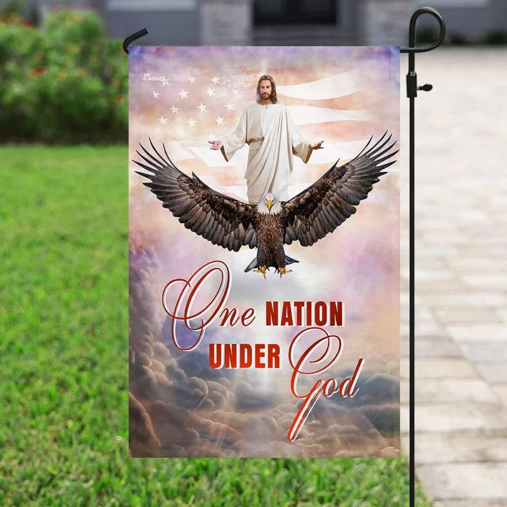 One Nation Under God Jesus Christian American Christian Religious Garden Flag