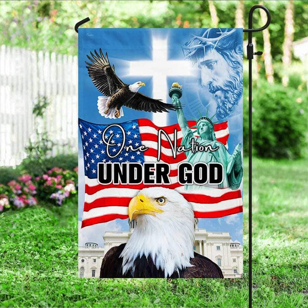 One Nation Under God Eagle American Christian Religious Garden Flag