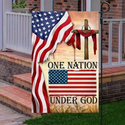 One Nation Under God Christian Cross American Christian Religious Garden Flag