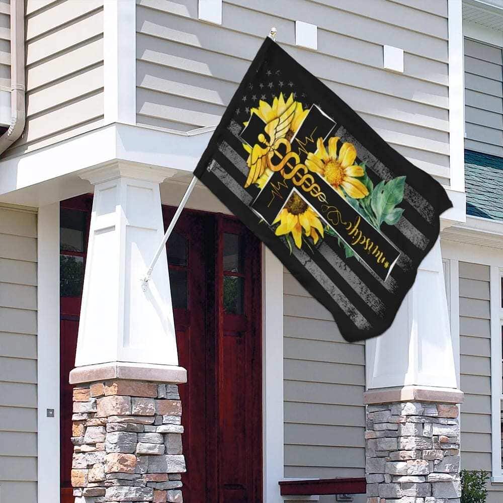 Nurse Life Sunflower Christian Cross Christian Religious Garden Flag Nurse Life Sunflower Christian Cross Christian Religious Garden Flag