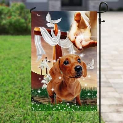 Jesus Is My Savior Dachshund Is My Therapy Christian Religious Garden Flag