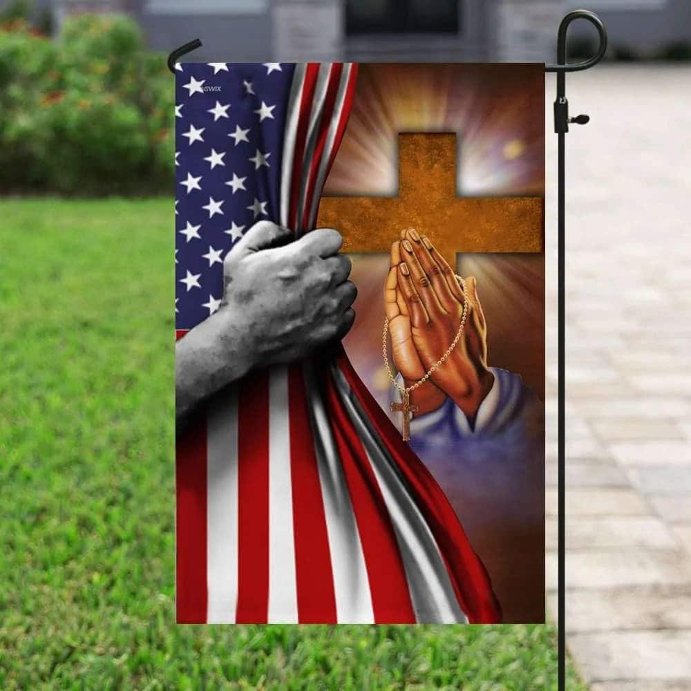 Jesus Hand Prayer Cross American US Christian Religious Garden Flag Jesus Hand Prayer Cross American US Christian Religious Garden Flag
