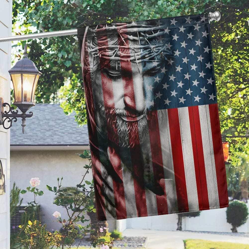 Jesus God American Patriot 4 Of July Christian Religious Garden Flag Jesus God American Patriot 4 Of July Christian Religious Garden Flag