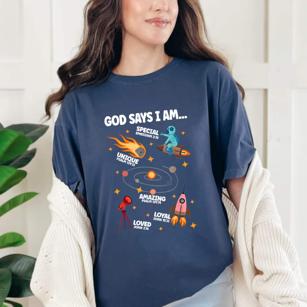 God Says I Am Space Museum Lover Boy Girl Christian T-Shirt