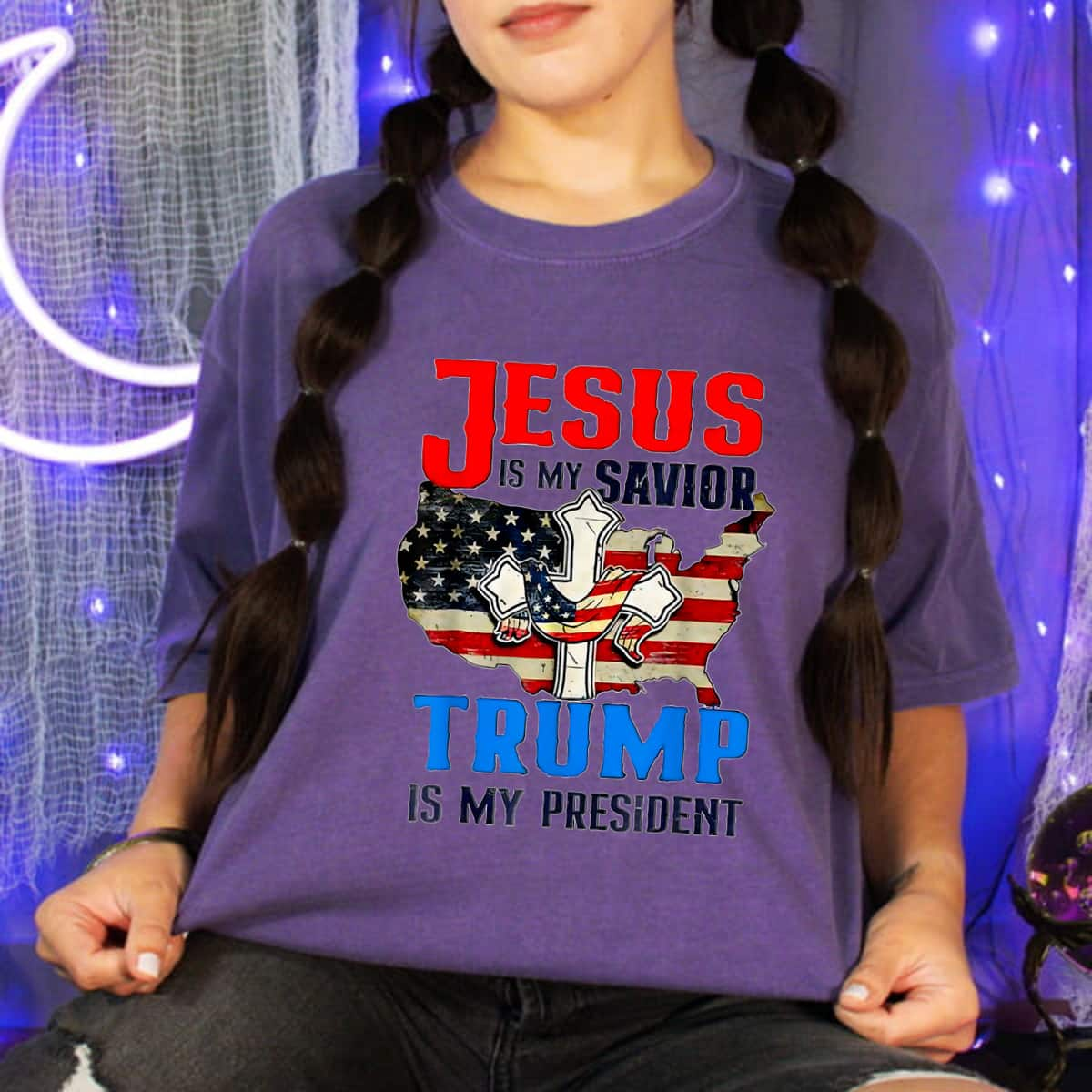 Jesus Is My Savior Trump Is My President US Flag T-Shirt