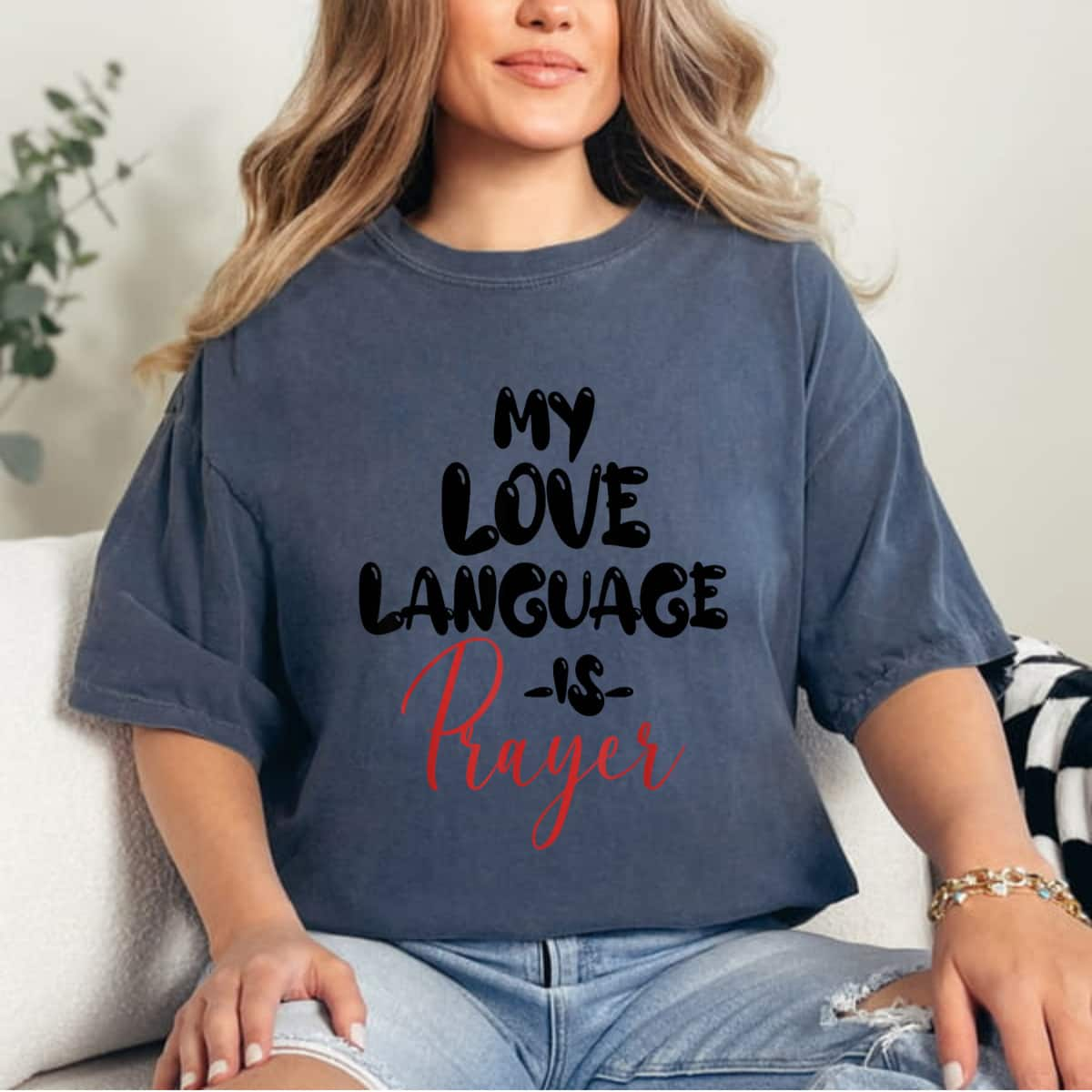 Retro My Love Language Is Prayer Jesus Christian T-Shirt