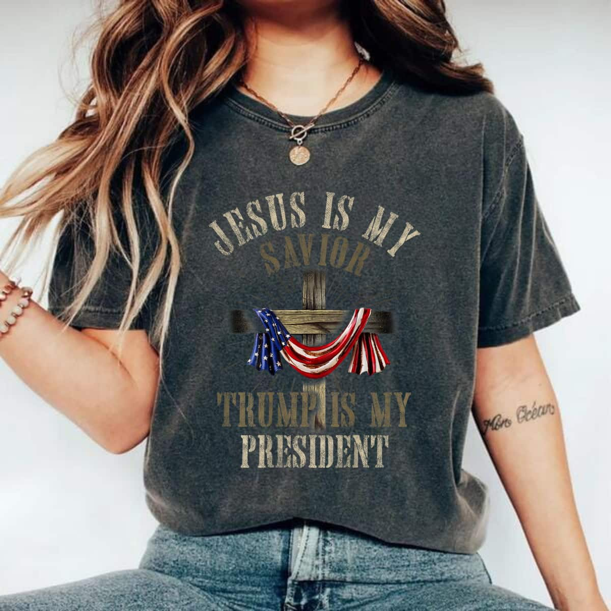 God Jesus Is My Savior Trump Is My President 2024 Christian T-Shirt