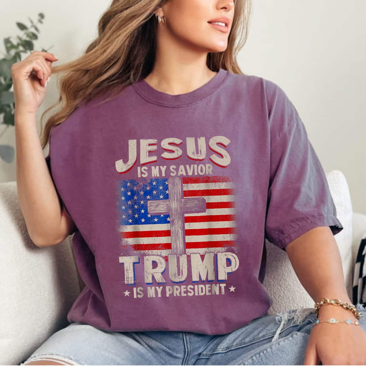 Christian Cross Jesus Is My Savior Trump Is My President Trump 2024 USA Flag T-Shirt Christian Cross Jesus Is My Savior Trump Is My President Trump 2024 USA Flag T-Shirt