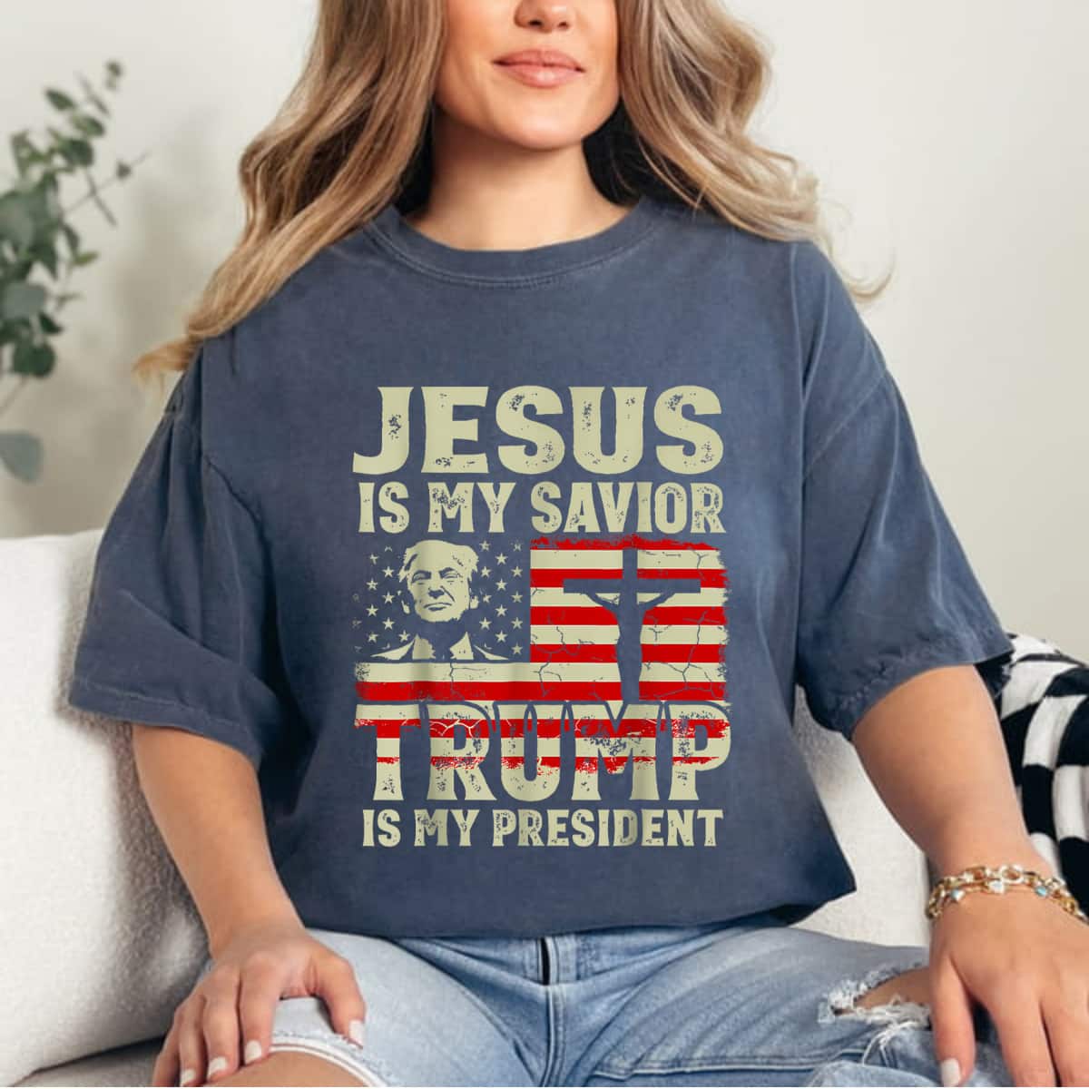 Jesus Is My Savior Trump Is My President American Flag 2024 T-Shirt Jesus Is My Savior Trump Is My President American Flag 2024 T-Shirt