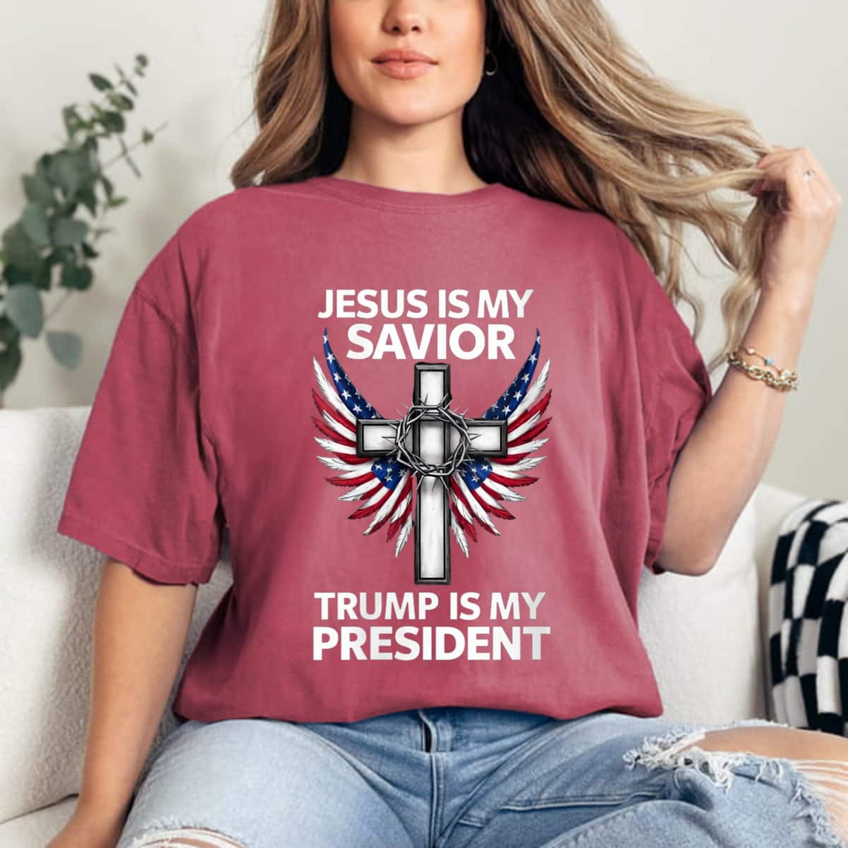 Jesus Is My Savior Trump Is My President US Flag Patriot Wings T-Shirt Jesus Is My Savior Trump Is My President US Flag Patriot Wings T-Shirt