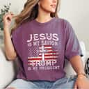 Jesus Is My Savior Trump Is My President 2024 Christian American Flag T-Shirt Jesus Is My Savior Trump Is My President 2024 Christian American Flag T-Shirt