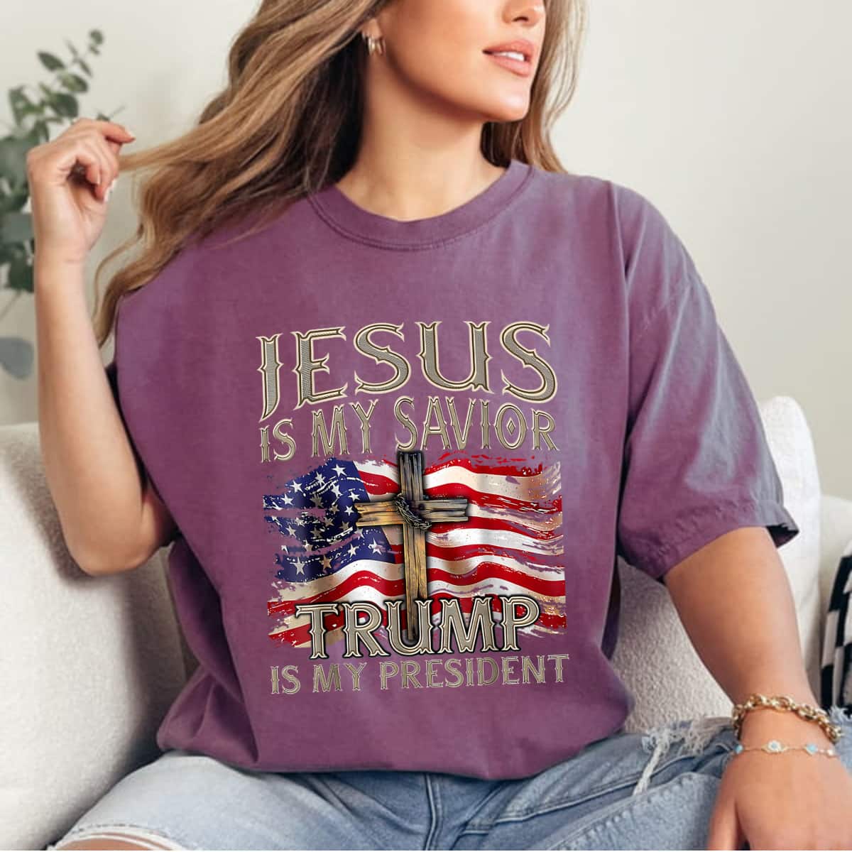 Jesus Is My Savior Trump Is My President 2024 American Flag T-Shirt Jesus Is My Savior Trump Is My President 2024 American Flag T-Shirt