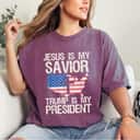 Jesus My Savior Trump My President Usa Flag Christian Cross T-Shirt Jesus My Savior Trump My President Usa Flag Christian Cross T-Shirt