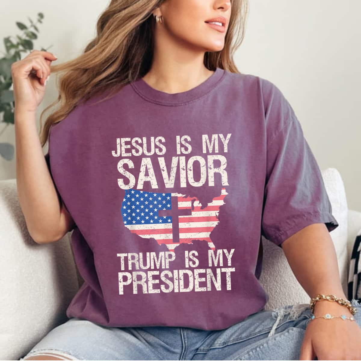 Jesus My Savior Trump My President Usa Flag Christian Cross T-Shirt Jesus My Savior Trump My President Usa Flag Christian Cross T-Shirt