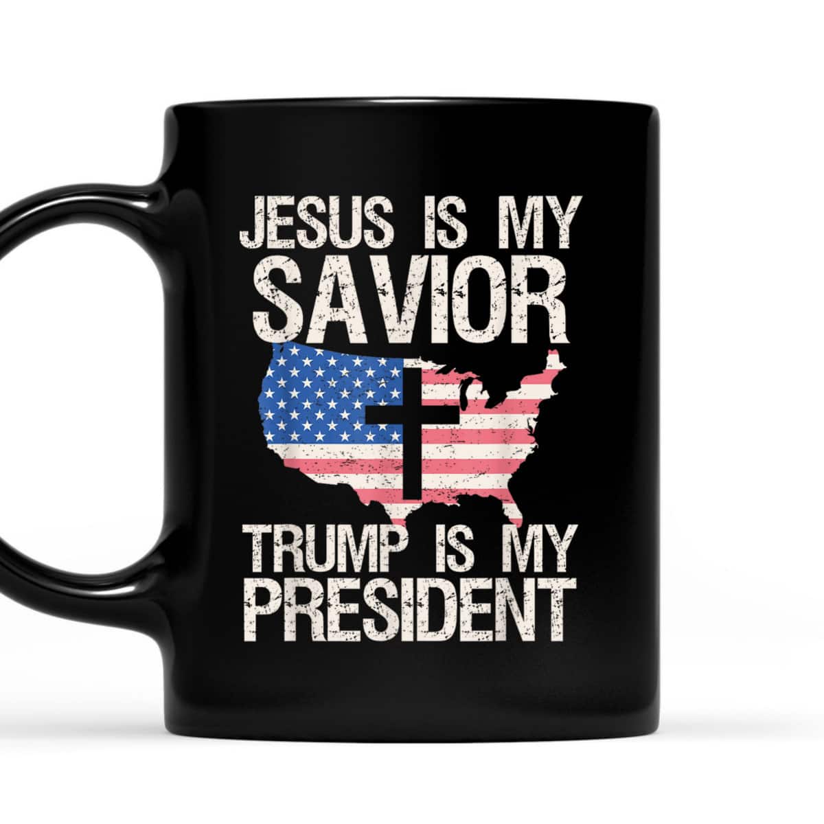 Jesus My Savior Trump My President Usa Flag Christian Cross T-Shirt