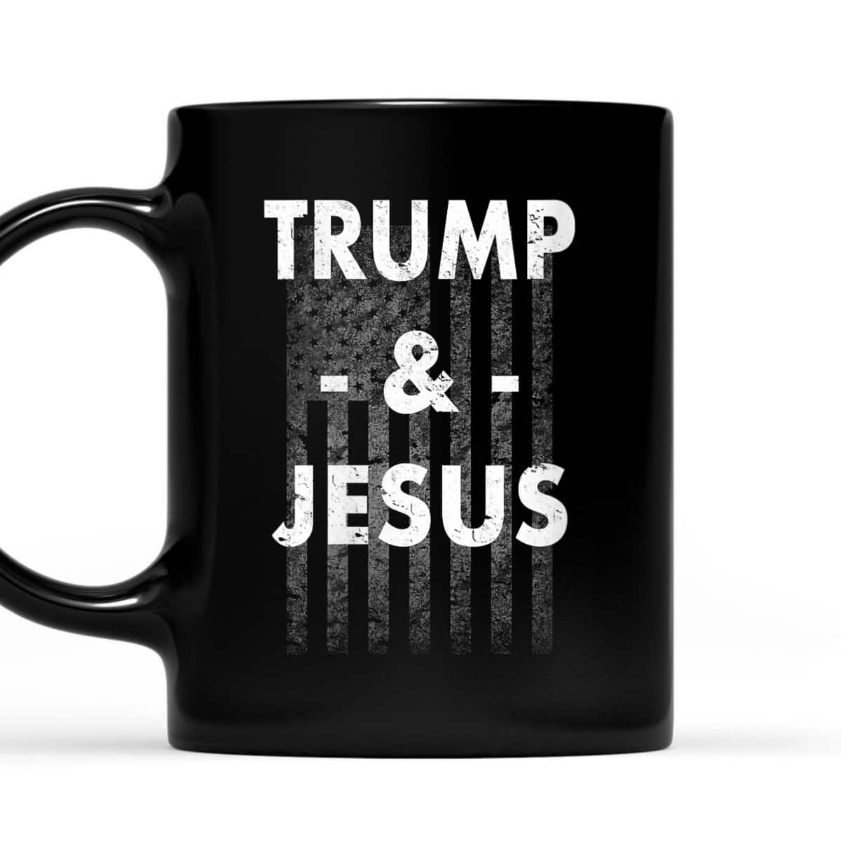 Trump And Jesus Distressed American Flag Political T-Shirt