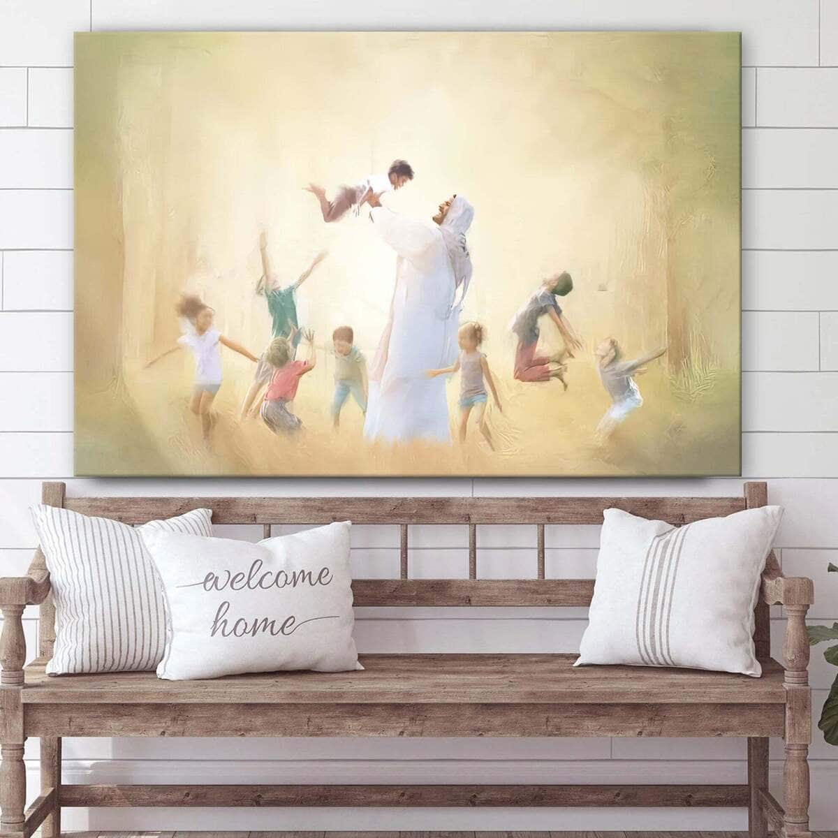 Jesus Loves The Little Children Jesus Christ Art Jesus Christian Canvas Wall Art