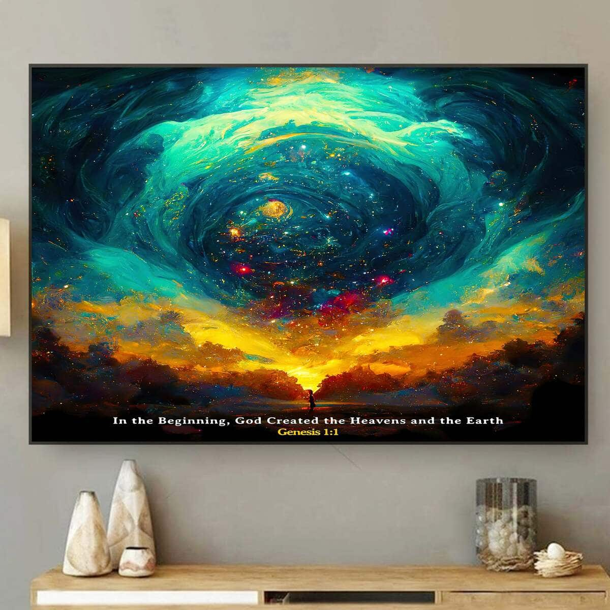 God Created The Heavens And The Earth Genesis 1 1 Canvas Wall Art