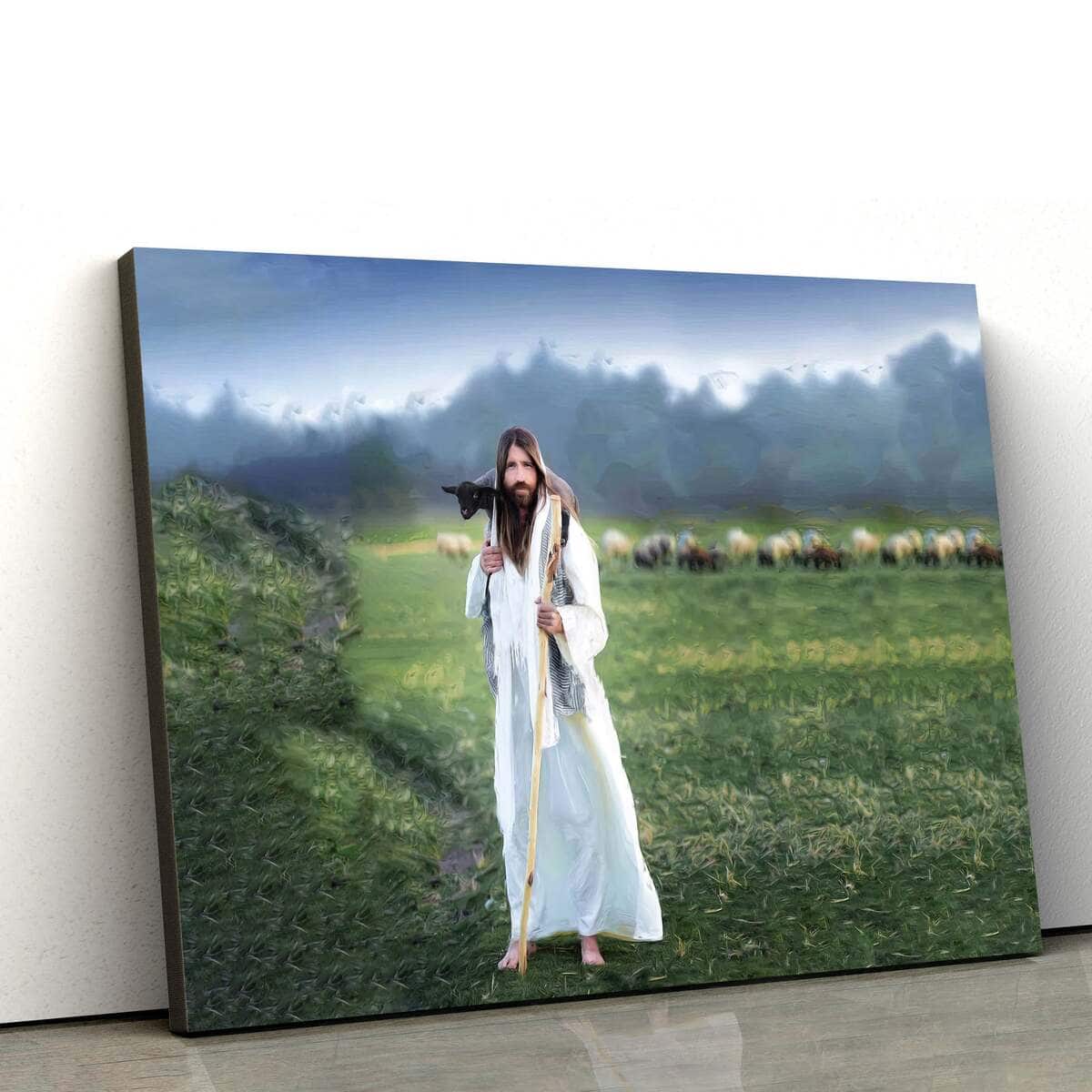 Jesus Carrying Lamb Jesus Christ Art Jesus Christian Canvas Wall Art