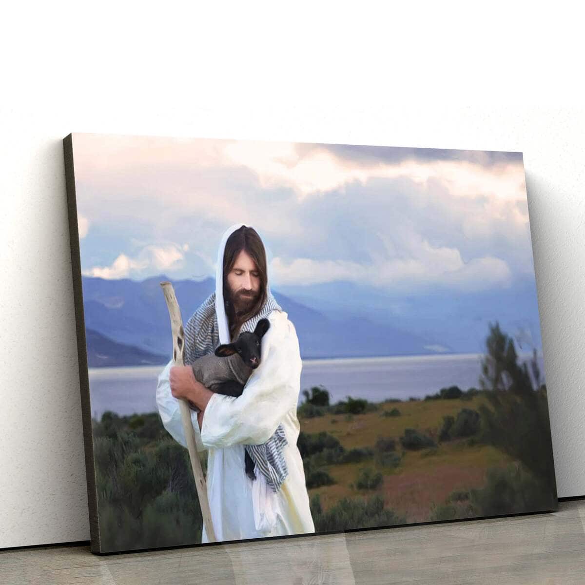 Jesus Carrying A Black Lamb Jesus Christ Art Jesus Christian Canvas Wall Art