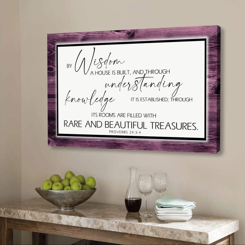 By Wisdom A House Is Built Bible Verse Canvas Wall Art