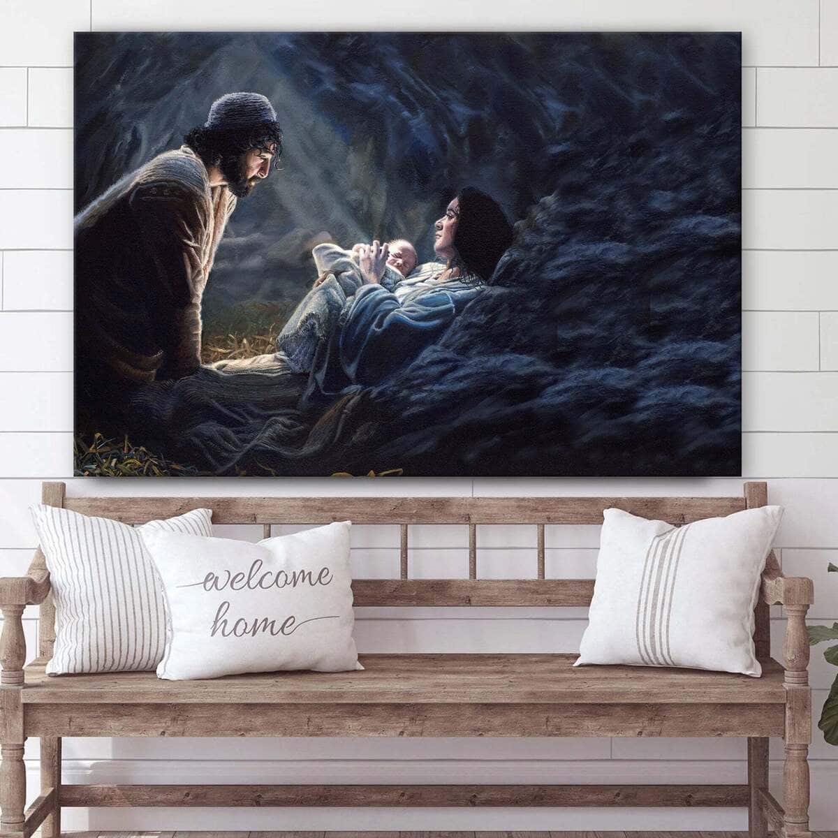 Joseph Kneeling At The Feet Of Mary And Newborn Baby Christ Art Jesus Christian Canvas Wall Art Joseph Kneeling At The Feet Of Mary And Newborn Baby Christ Art Jesus Christian Canvas Wall Art