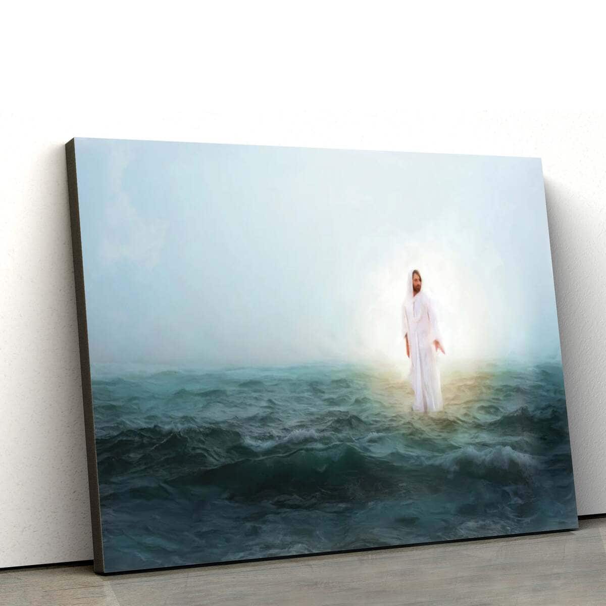 Jesus Walking Across A Stormy Sea Jesus Christ Art Jesus Christian Canvas Wall Art