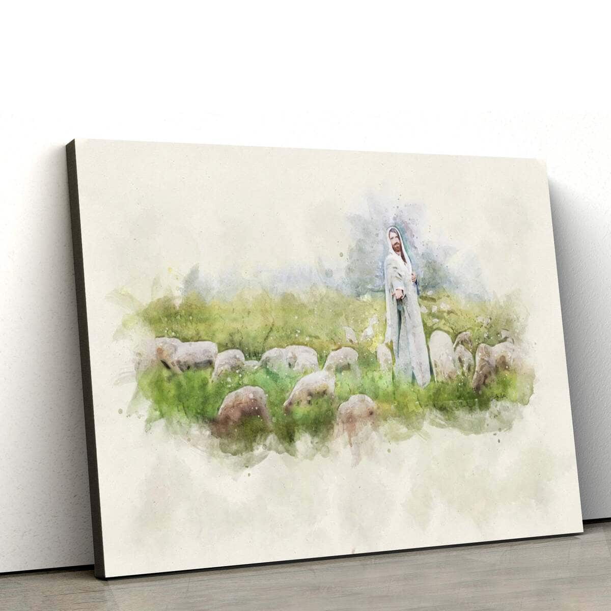 Jesus Stands Among Sheep Jesus Christ Art Jesus Christian Canvas Wall Art