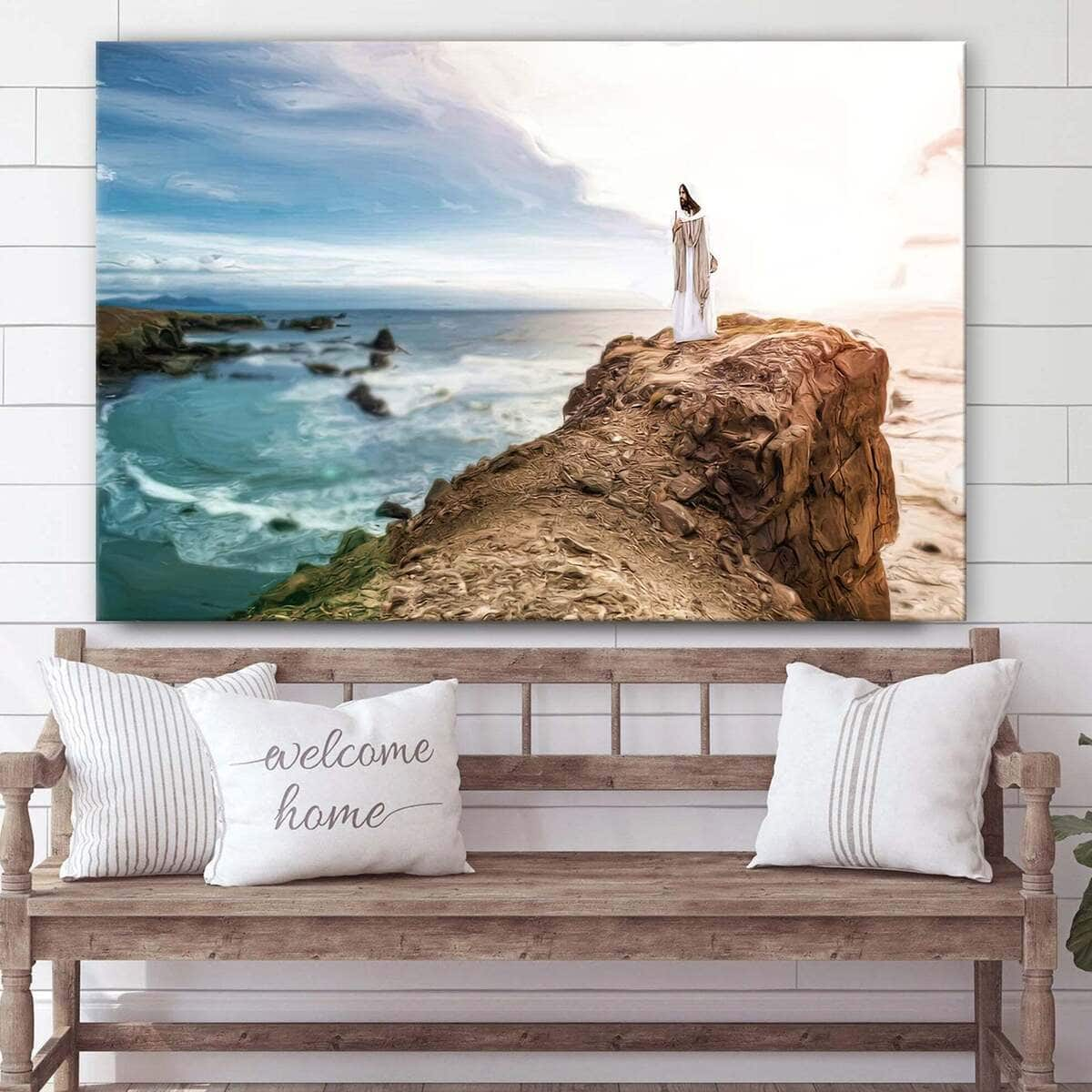 Jesus Christ Standing On Stone Jesus Christ Art Jesus Christian Canvas Wall Art