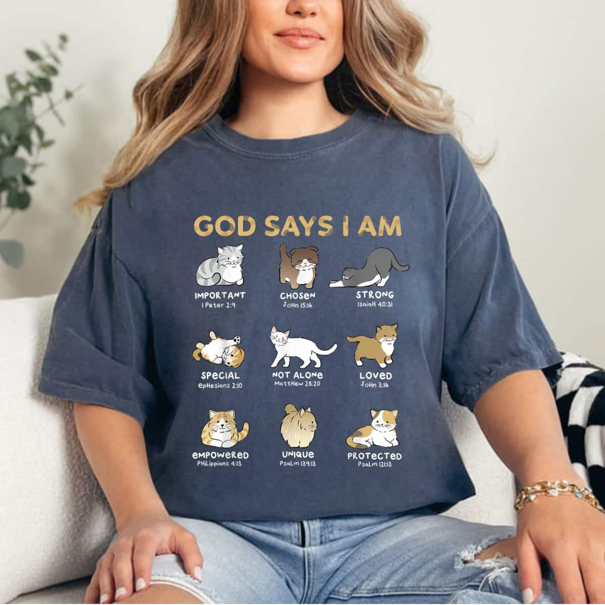 Christian God Says I Am Cat Cute Cats Lover Bible Verse T-Shirt