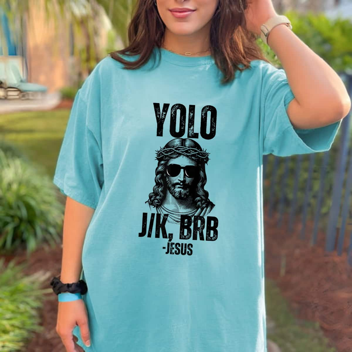 Funny Christian Yolo J/K BRB Religious Gift T-Shirt