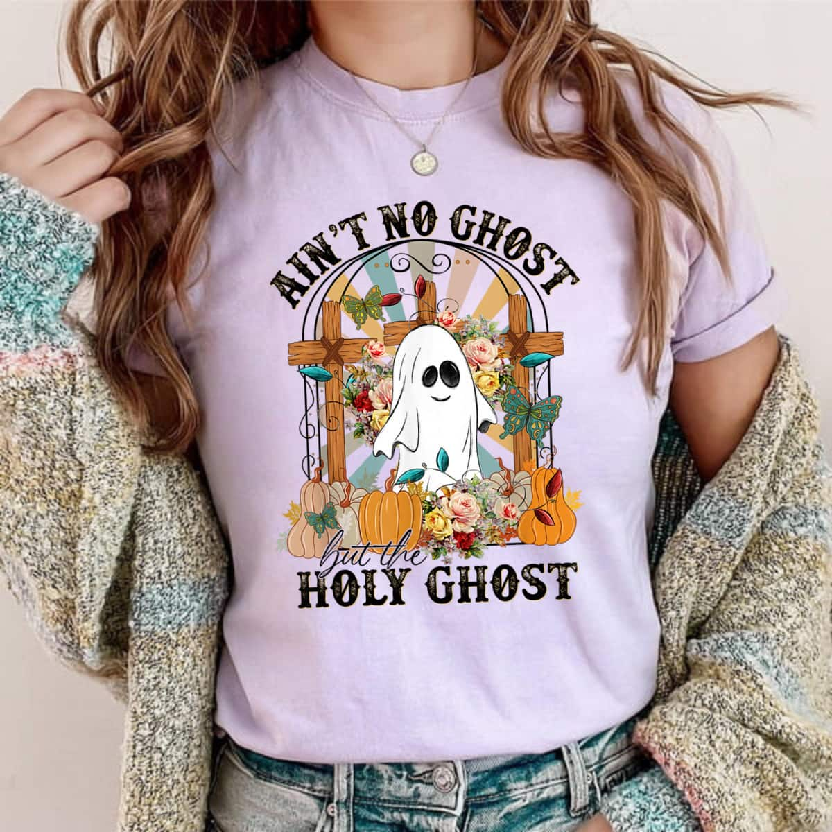 Religious Gift Ain't No Ghost But The Holy Ghost Christian Halloween T-Shirt