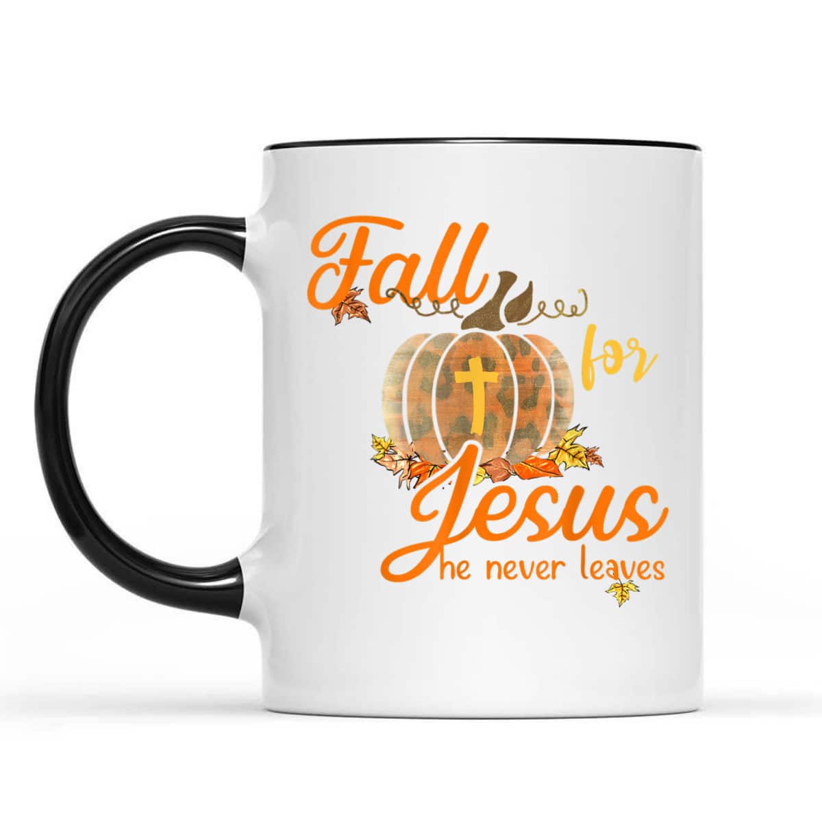 Fall For Jesus He Never Leaves Leopard Pumpkin Christian T-Shirt Fall For Jesus He Never Leaves Leopard Pumpkin Christian T-Shirt