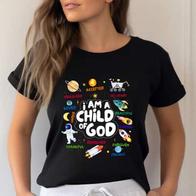 Child Of God Outer Space I Am Affirmation Christian Boys T-Shirt Child Of God Outer Space I Am Affirmation Christian Boys T-Shirt