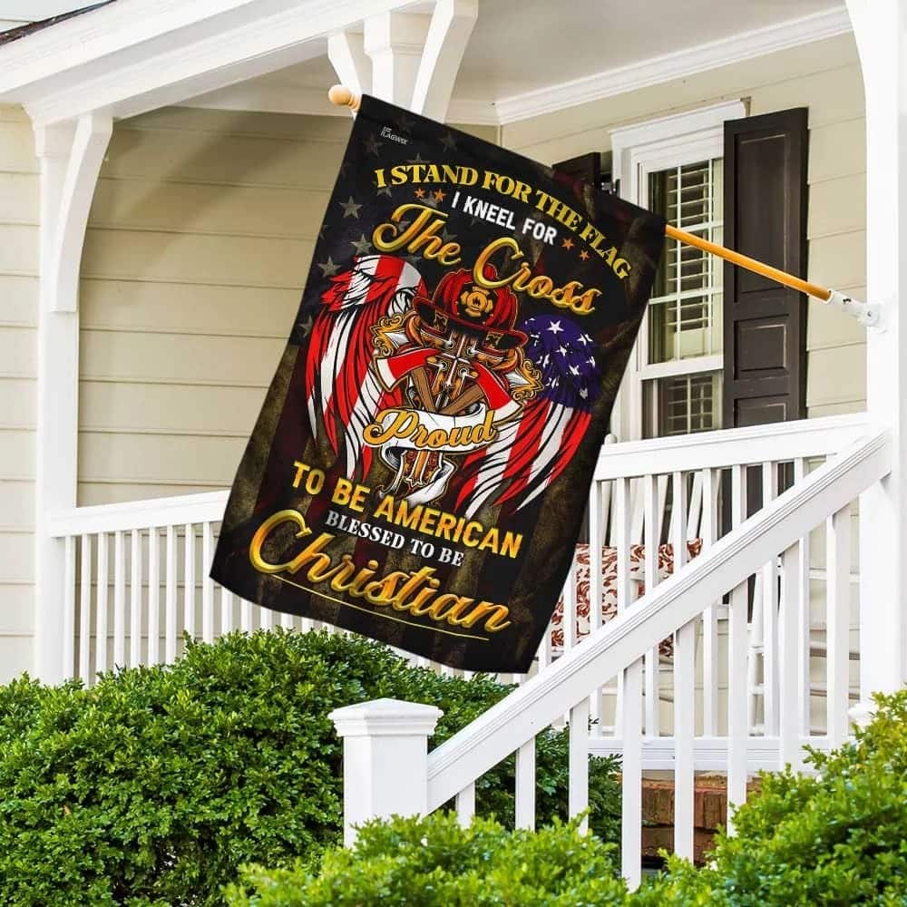 Stand For The Kneel For The Cross Christian Firefighter Religious Garden Flag Stand For The Kneel For The Cross Christian Firefighter Religious Garden Flag